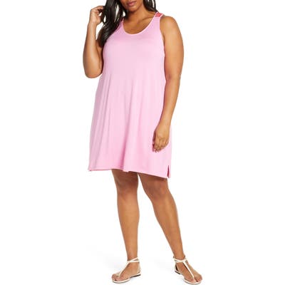 Plus Size Gibson X Hi Sugarplum! Sicily Embroidered Racerback Tank Dress, Pink