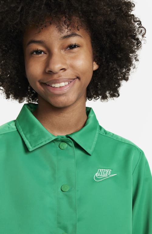 Shop Nike Kids' Sportswear Snap Front Jacket In Stadium Green/white