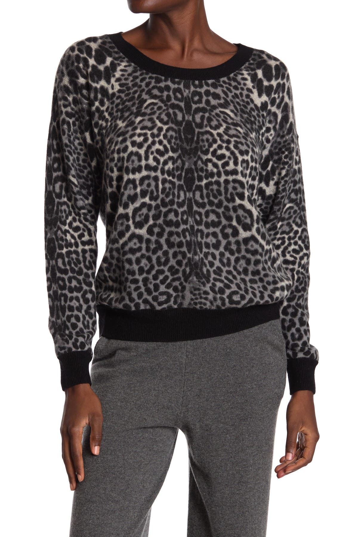 animal print crew neck sweater