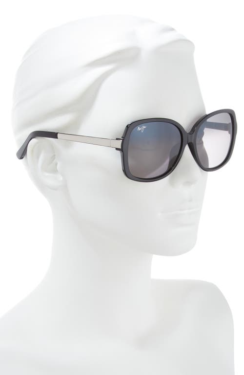 Maui Jim 58mm Polarized Oval Sunglasses In Black Silver Grey