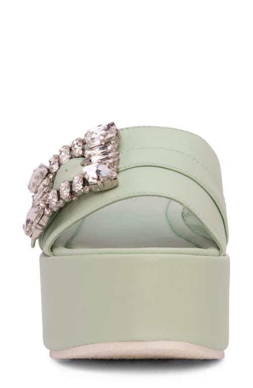 Shop Beautiisoles Dita Platform Slide Sandal In Light Green