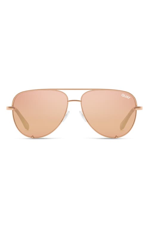Quay Australia High Key 60mm Aviator Sunglasses in Rose Gold /Dusty Rose