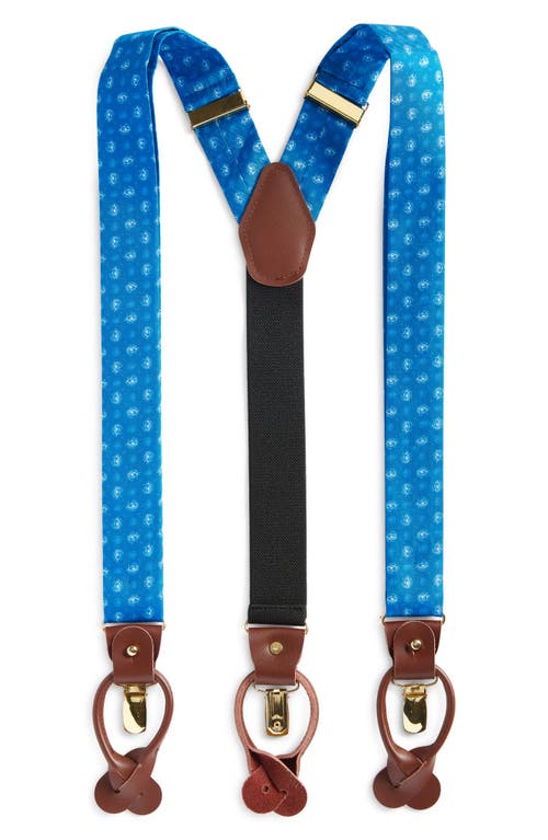 Clifton Wilson Print Silk Suspenders In Royal Blue