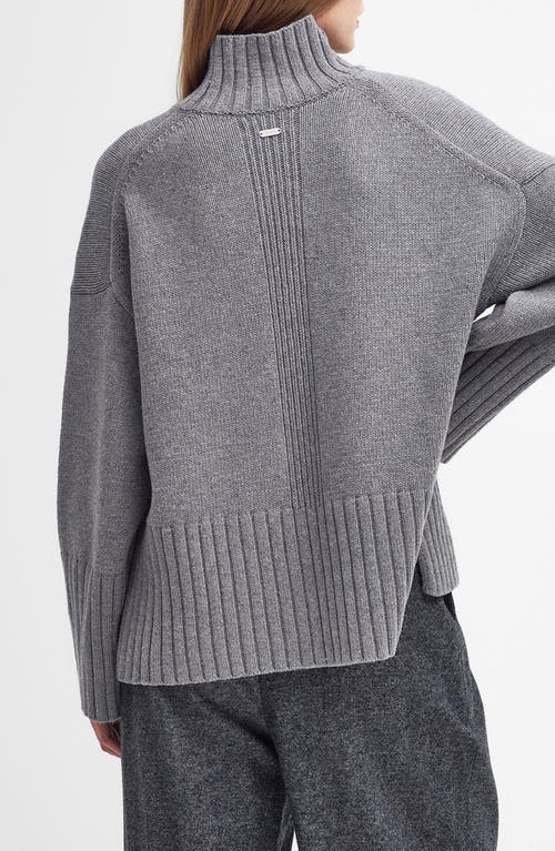 Shop Barbour Serena Cotton & Wool Blend Turtleneck Sweater In Grey Marl