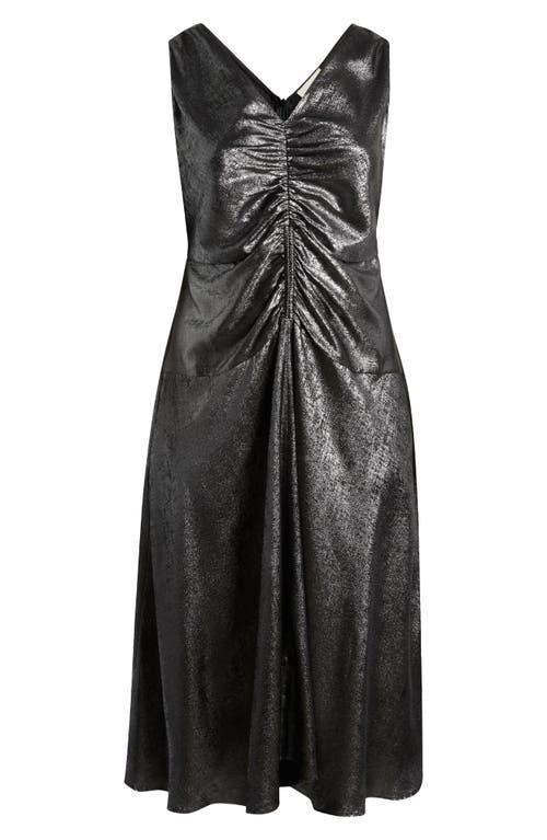 MELLODAY MELLODAY RUCHED METALLIC SLEEVELESS MAXI DRESS 