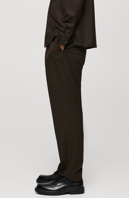 Mango Regular Fit Pleated Pants In Chocolate
