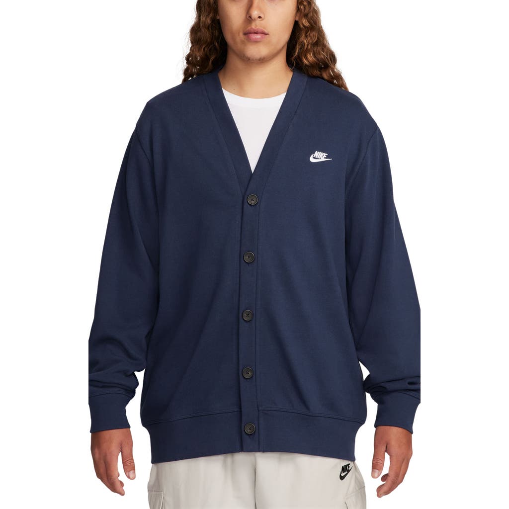 Nike Cotton Fleece Fairway Cardigan In Blue