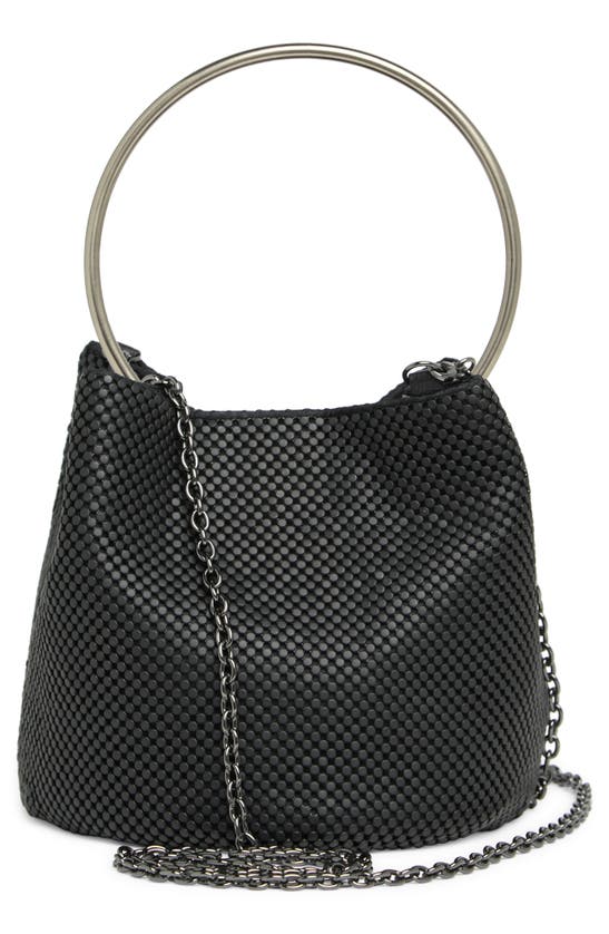 Shop Whiting & Davis Luna Mesh Bracelet Bucket Bag In Matte Black