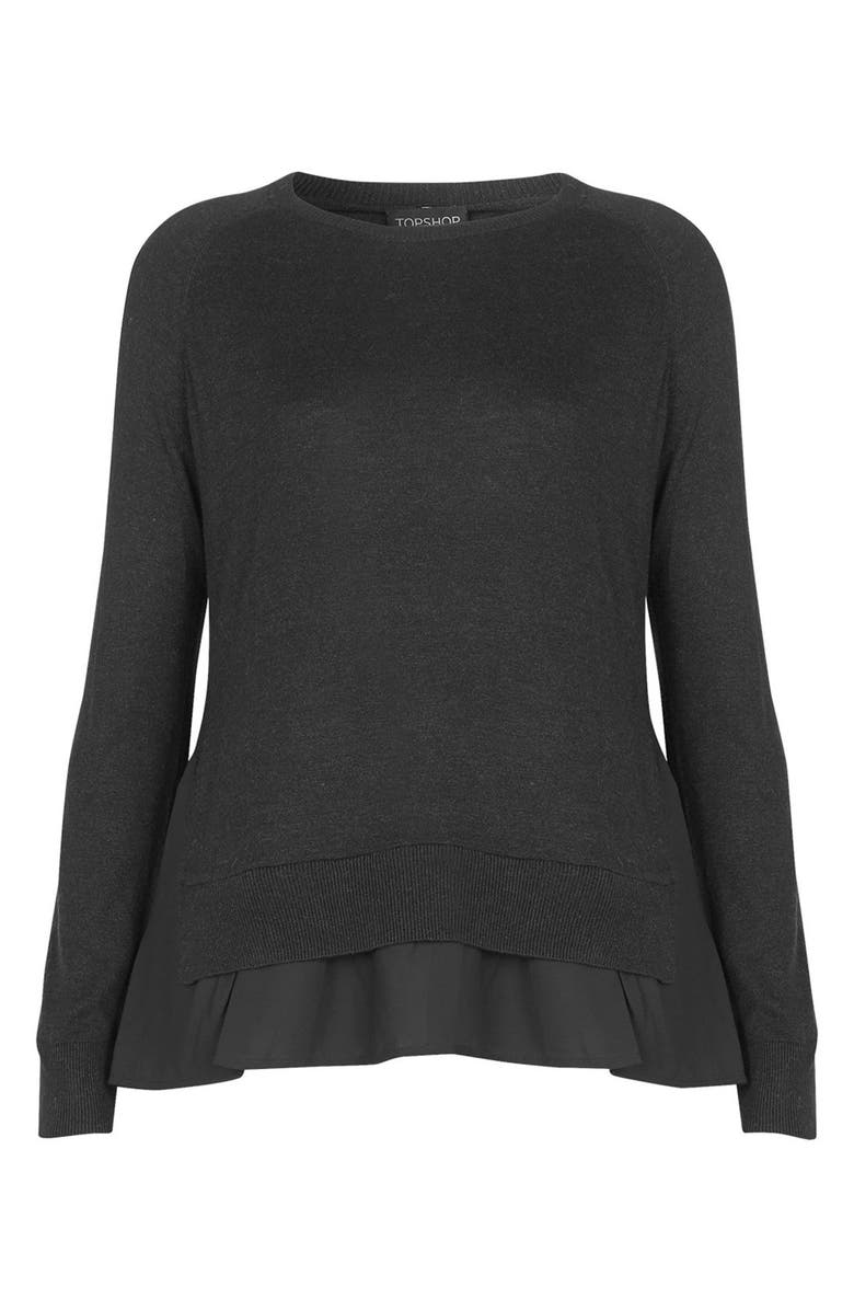 Topshop Woven Hem Pullover Sweater | Nordstrom