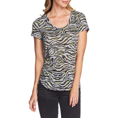 Vince Camuto Zebra Stripe Burnout Tee, Grey