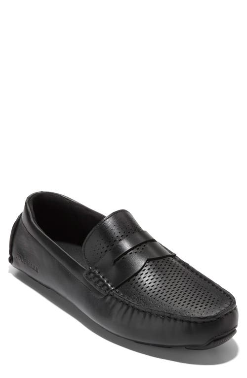 Cole Haan Grand Laser Driving Penny Loafer In Black/black