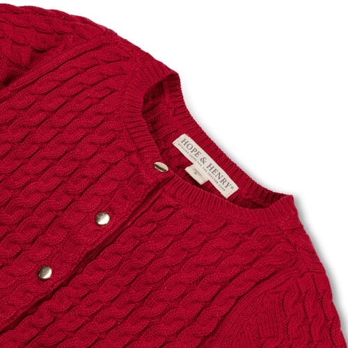 Shop Hope & Henry Baby Girls' Organic Classic Cable Cardigan, Infant In Classic Red Cable