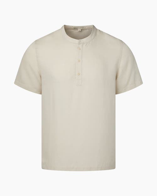 Shop Onia Linen Home Short Sleeve Henley Shirt In Stone