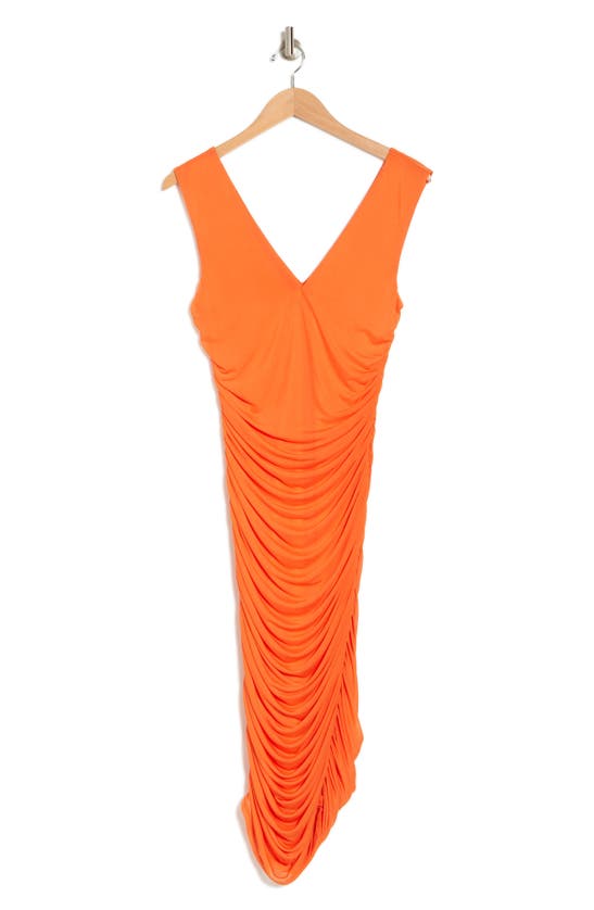 Afrm Brigit Ruched Dress In Tangerine