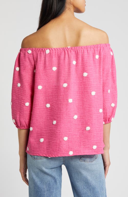 Loveappella Off The Shoulder Top In Fuchsia