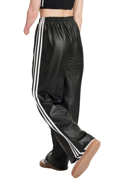 Adidas Originals Firebird Faux Leather Track Pants In Black