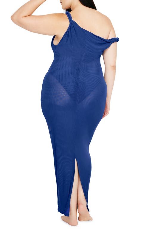 Shop Good American Mesh Twist Cover-up Maxi Dress In Capri Blue004