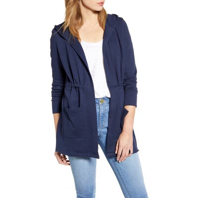 Caslon Hooded French Terry Cardigan, Blue