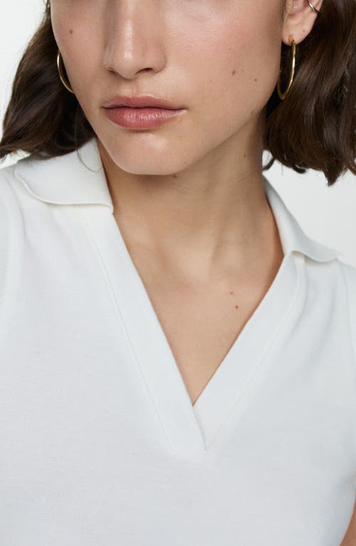 Mango Sleeveless Crop Piqué Polo In Off White