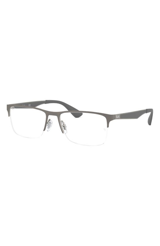 RAY BAN RAY-BAN 54MM SEMI RIMLESS RECTANGULAR OPTICAL GLASSES