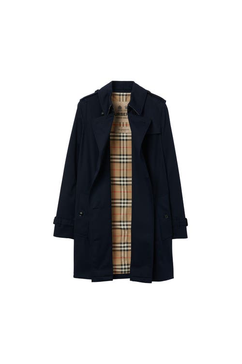 Burberry Short Kensington Heritage Trench Coat In Blue