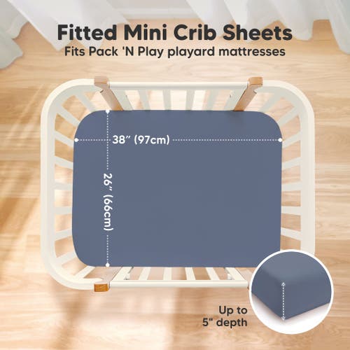 Keababies 2-pack Soothe [protect+] Waterproof Mini Crib Sheets In Maritime