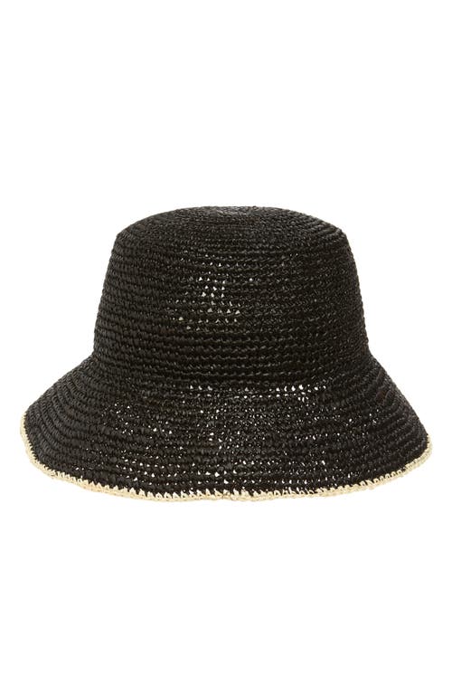 L*space Lspace Isadora Straw Bucket Hat In Black/cream
