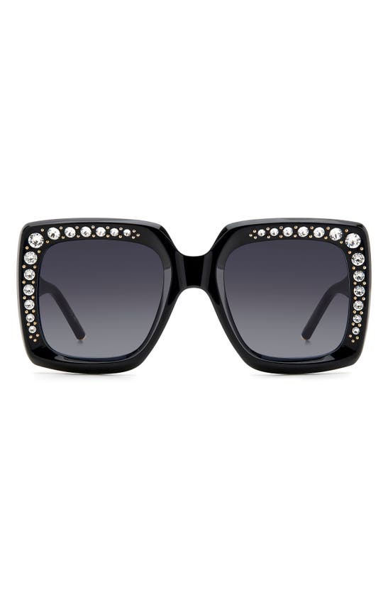Shop Carolina Herrera 53mm Crystal Embellished Square Sunglasses In Black