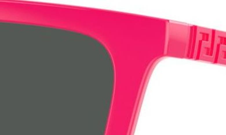 Shop Versace 53mm Rectangular Sunglasses In Pink/ Dark Grey