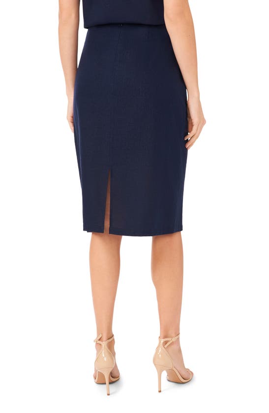 Shop Halogen (r) Linen Blend Pencil Skirt In Classic Navy Blue