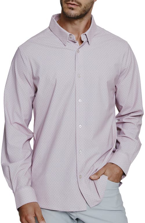 Elias Check Performance Button-Up Shirt in Rose