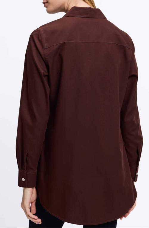 Foxcroft Cici Non-iron Tunic Blouse In Chicory Coffee