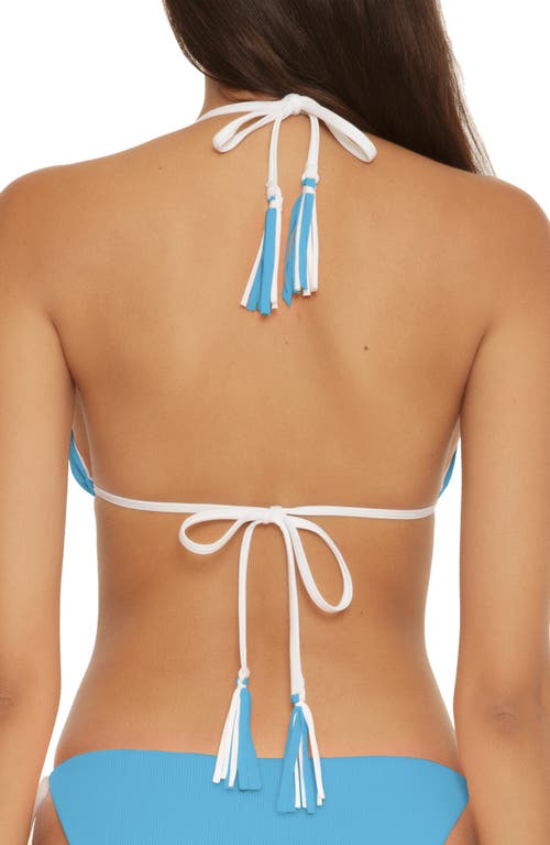 Becca Modern Reversible Rib Triangle Bikini Top In Waterfall