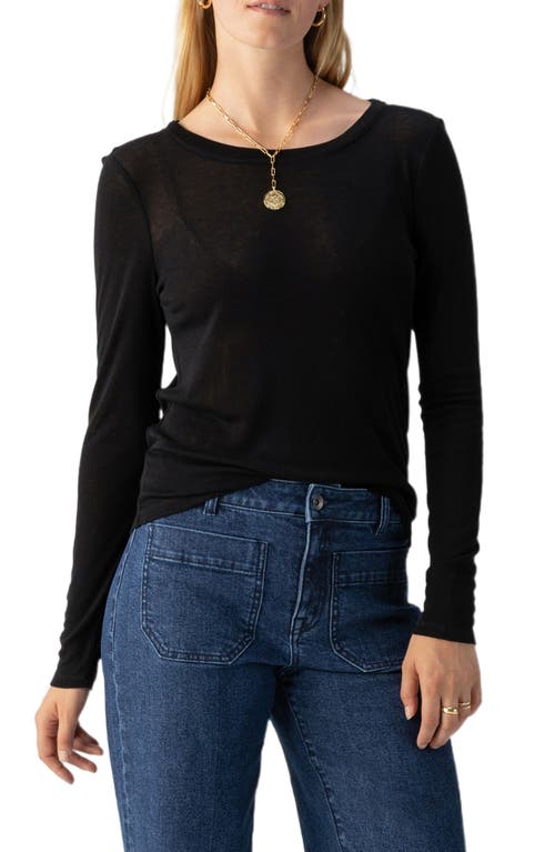 Shop Sanctuary Long Sleeve Lyocell & Wool T-shirt In Black