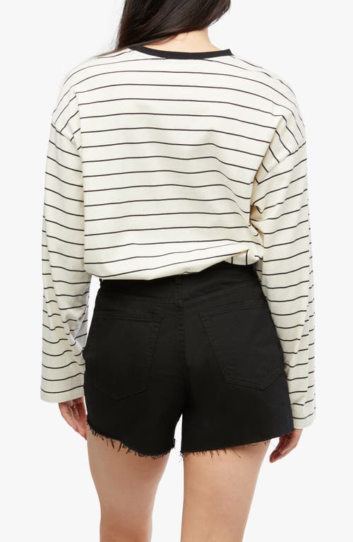 Weworewhat We Wore What Stripe Long Sleeve Boxy T-shirt In Black/antique White