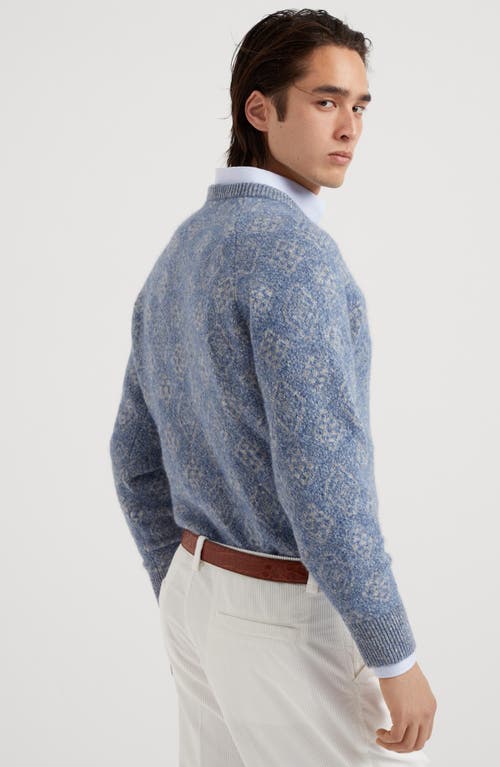 Shop Brunello Cucinelli Jacquard Sweater In Azure