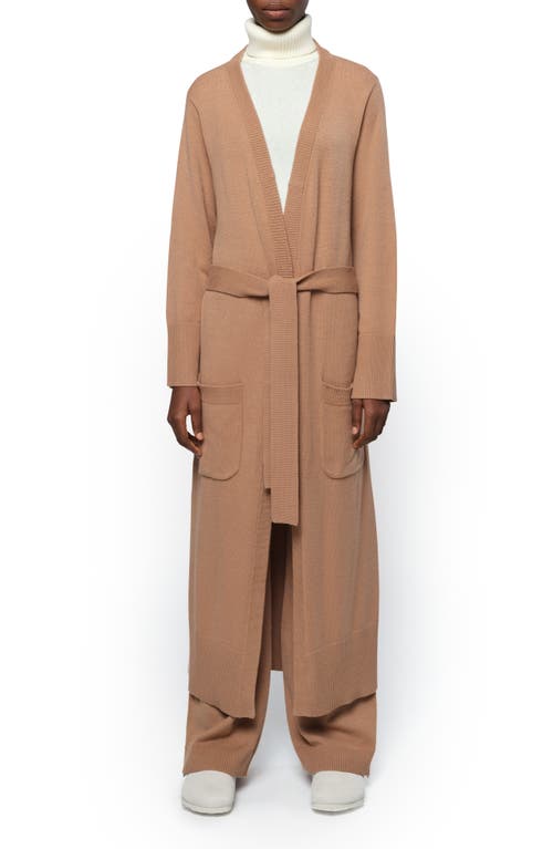 Shop Apparis Alessi Longline Belted Cardigan In Beige