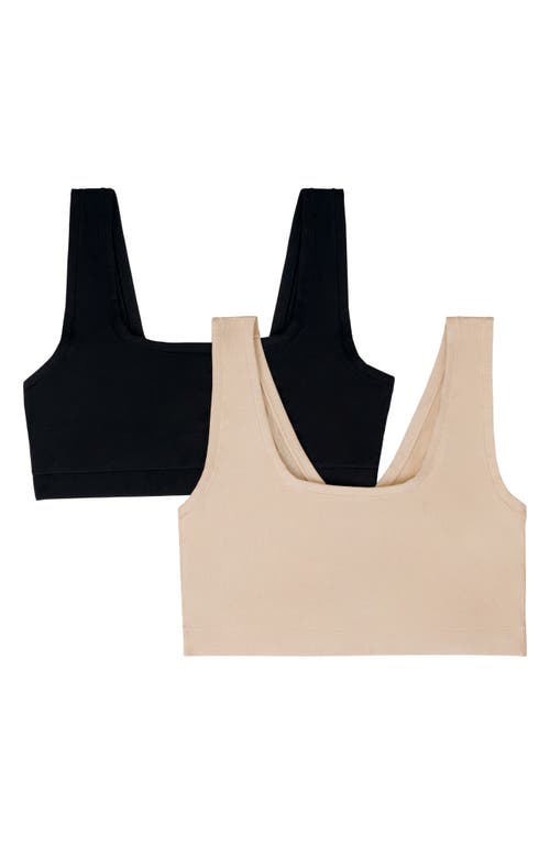 Dkny Table Tops Assorted 2-pack Bralettes In Black/cashmere