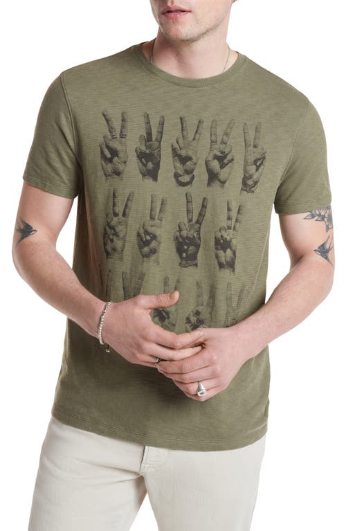 John Varvatos Peace Hands Graphic T-Shirt in Dark Moss at Nordstrom, Size Large