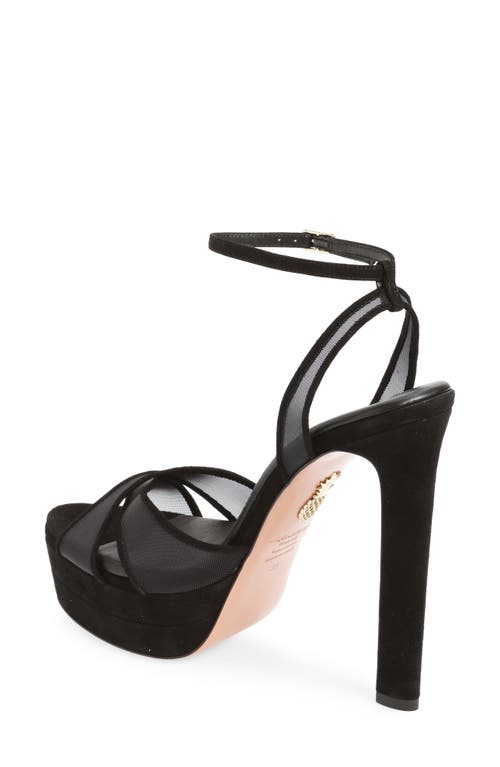 Aquazzura Divine Mesh Crisscross Platform Sandals In Black