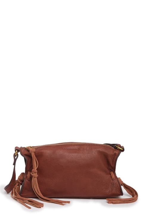 Small brown leather crossbody bag