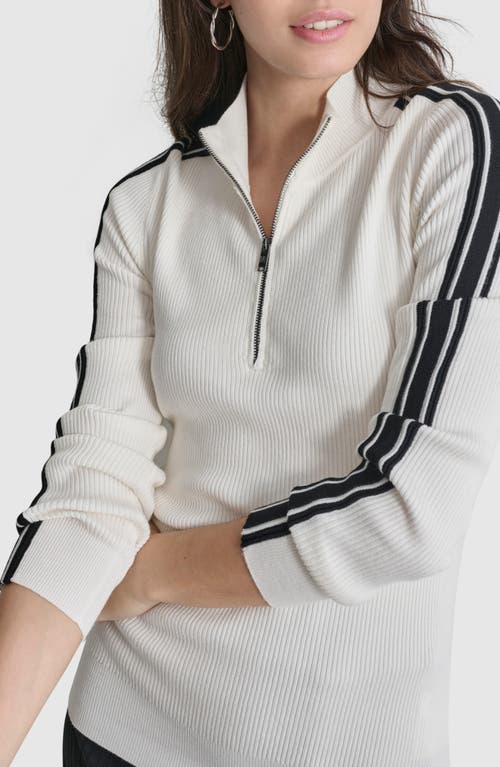 DKNY DKNY SLEEVE STRIPE HALF ZIP SWEATER 