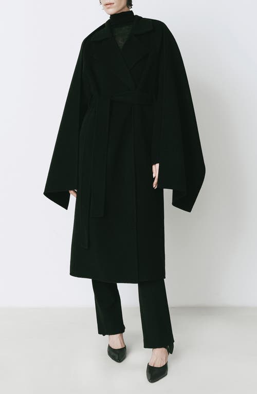 Shop Rue Sophie Grand Scarf Wool Blend Coat In Black