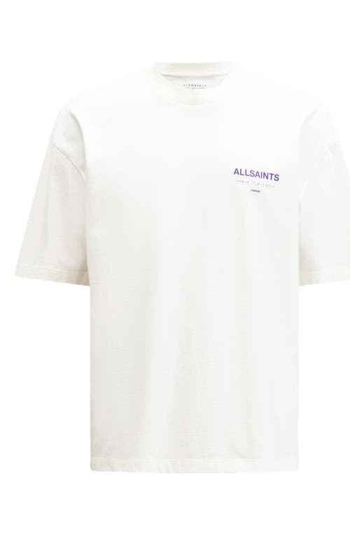 Shop Allsaints Underground Oversize Graphic T-shirt In Ashen White/purple