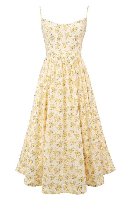 House Of Cb Lolita Fit & Flare Midi Sundress In Yellow Floral Print
