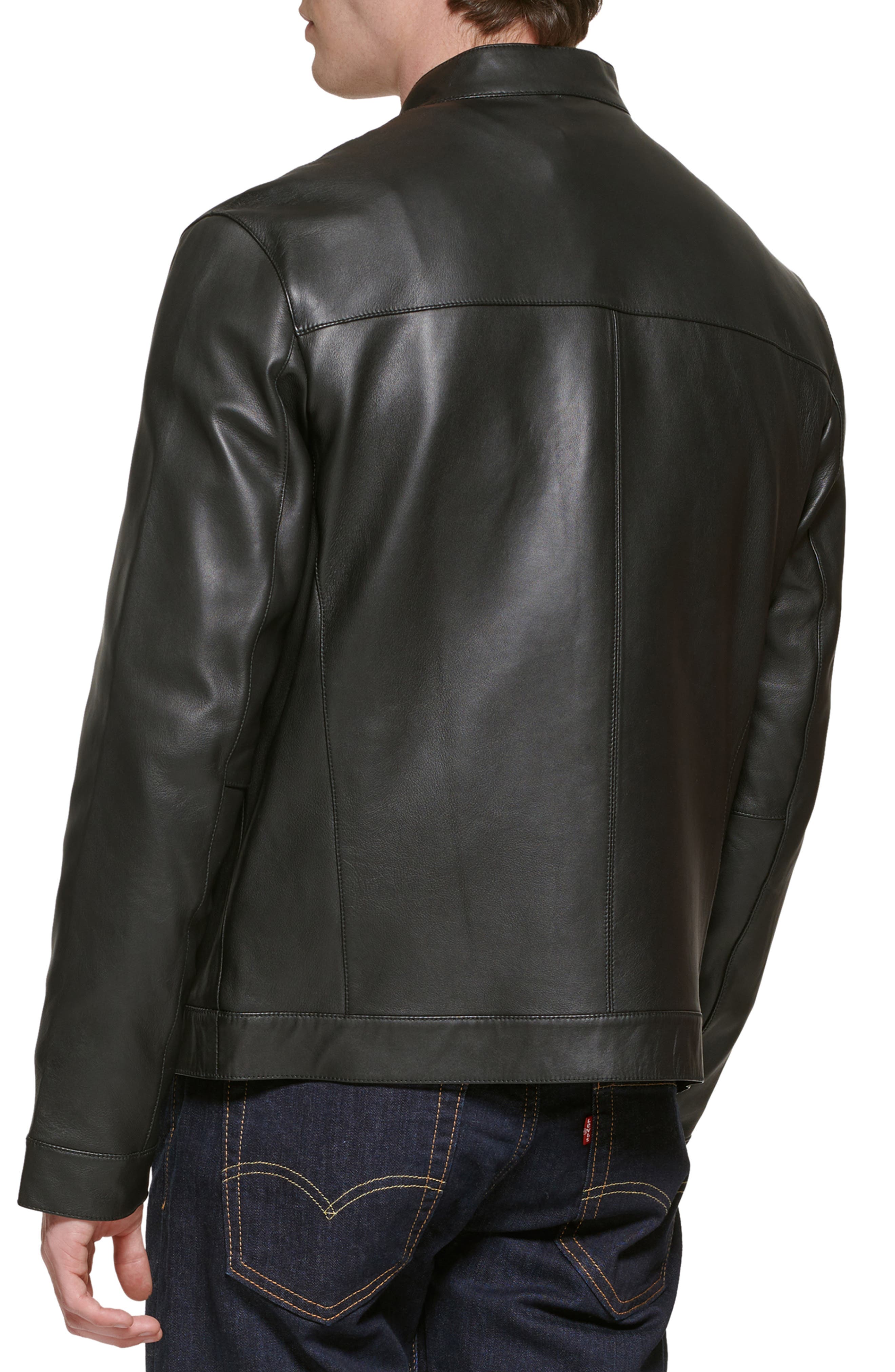 cole haan classic leather moto jacket