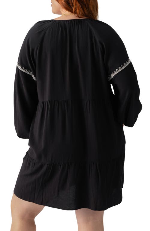 Shop Sanctuary Embroidered Long Sleeve Shift Dress In Black