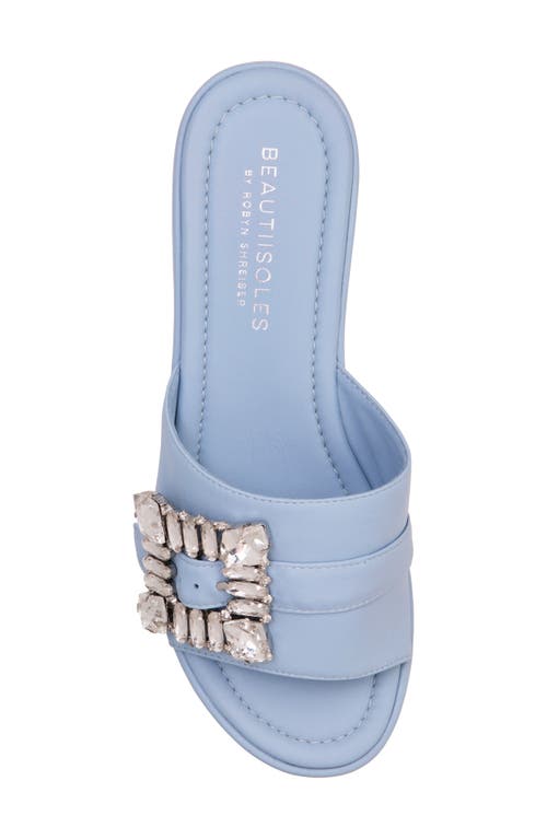 Shop Beautiisoles Dita Platform Slide Sandal In Sky Blue