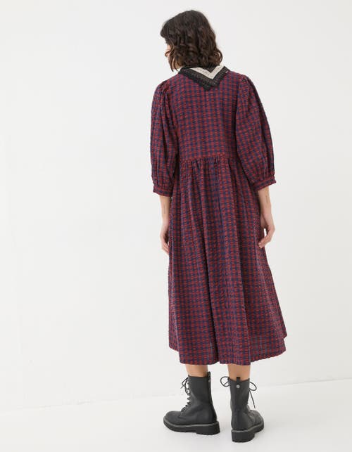 Shop Fatface Ceil Gingham Midi Dress In Dark Red