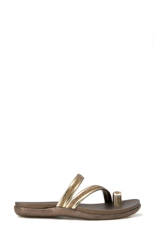 Reaction Kenneth Cole Gia Crystal Strap Slide Sandal In Bronze